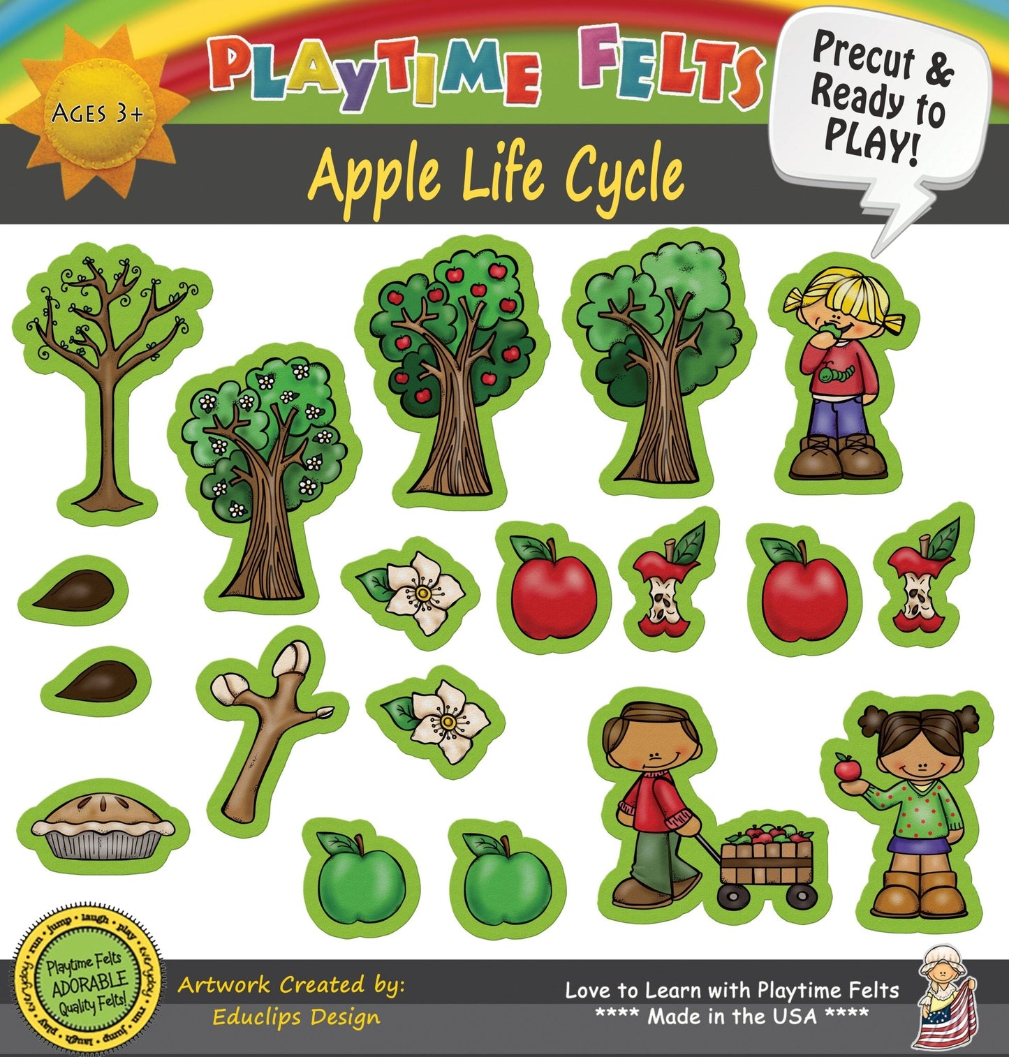 Apple Life Cycle | Felt Board Story Set for Preschool - Felt Board Stories for Preschool Classroom Playtime Felts