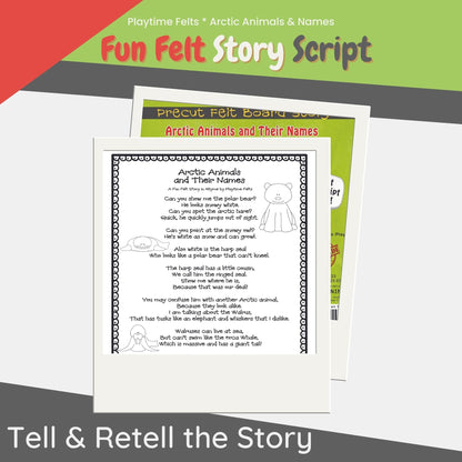 Arctic Animals and Their Names | Felt Story Script for Toddlers, Pre K, and Kindergartners. Unique circle time activities!