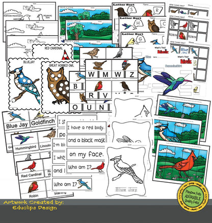 Birds | Color, Trace, Cut & Paste | Variety Pack 📥 INSTANT Download - Preschool Activity Sheets Playtime Felts