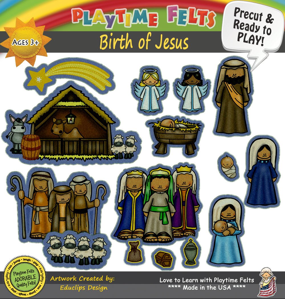 Birth of Jesus | Felt Board Bible Stories for Preschool - Felt Board Stories for Preschool Classroom Playtime Felts