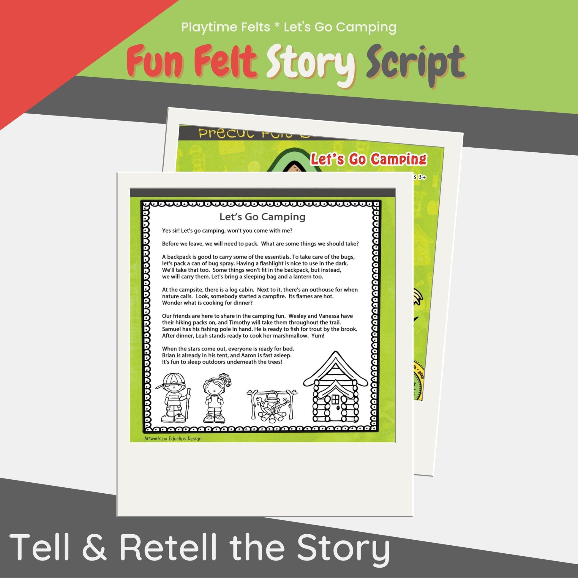 Camping Felt Board Story Set for Preschool - Felt Board Stories for Preschool Classroom Playtime Felts