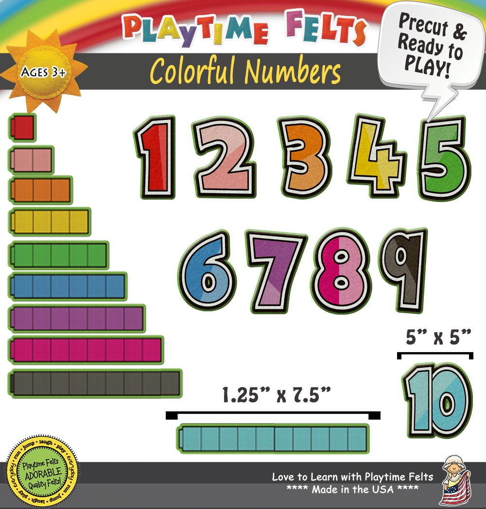 Circle Time Felt Board Activity Colorful Numbers - Felt Board Stories for Preschool Classroom Playtime Felts