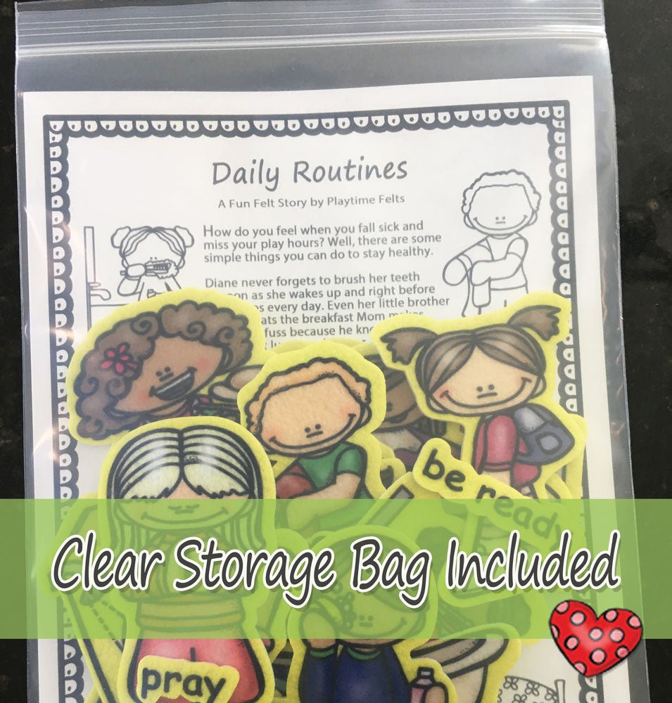 Daily Routines | Felt Board Story Set for Preschool - Felt Board Stories for Preschool Classroom Playtime Felts