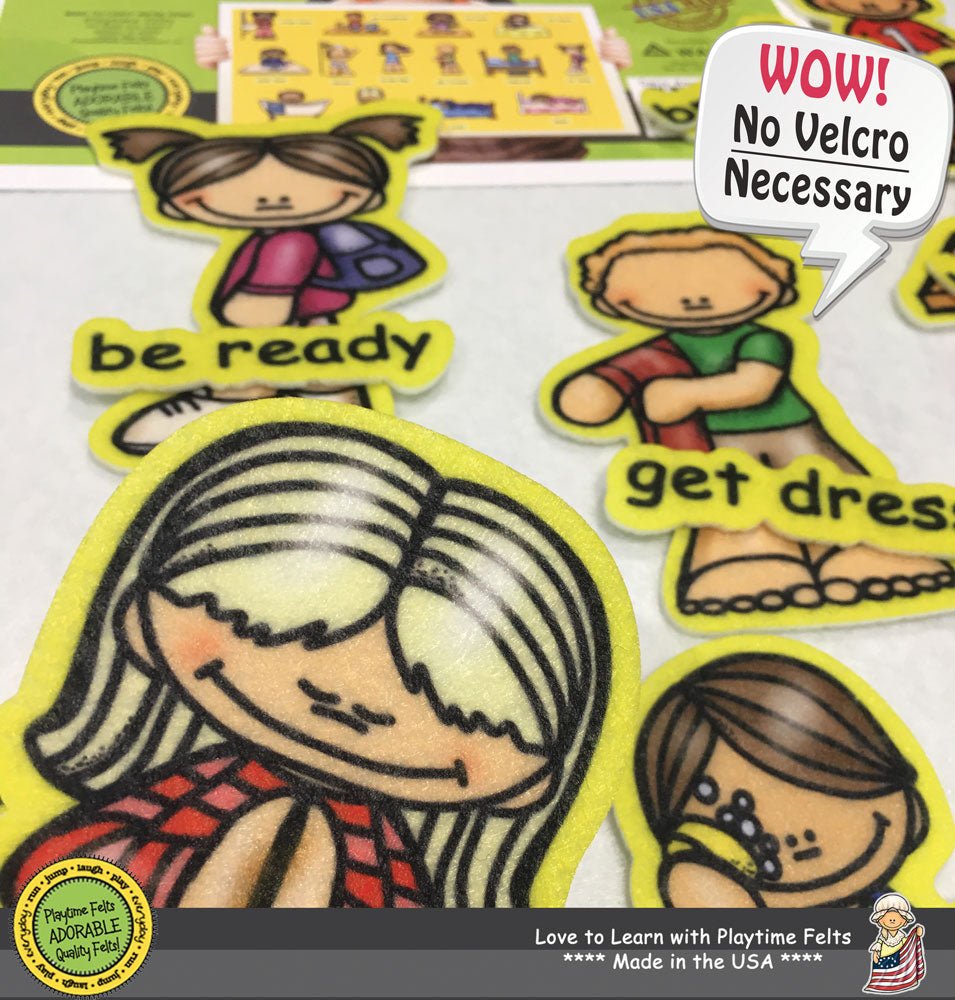 Daily Routines | Felt Board Story Set for Preschool - Felt Board Stories for Preschool Classroom Playtime Felts