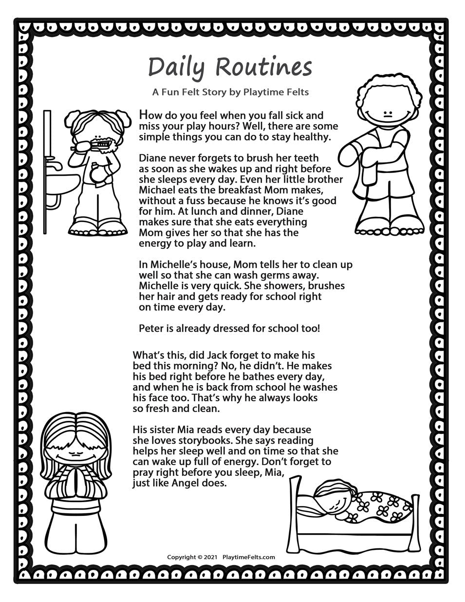 Daily Routines | Felt Board Story Set for Preschool - Felt Board Stories for Preschool Classroom Playtime Felts