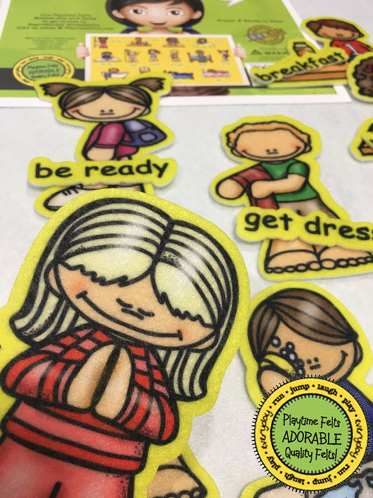 Daily Routines | Felt Board Story Set for Preschool - Felt Board Stories for Preschool Classroom Playtime Felts