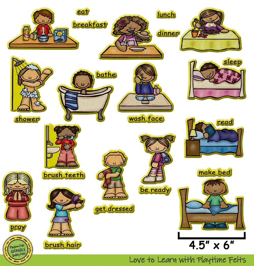 Daily Routines | Felt Board Story Set for Preschool - Felt Board Stories for Preschool Classroom Playtime Felts
