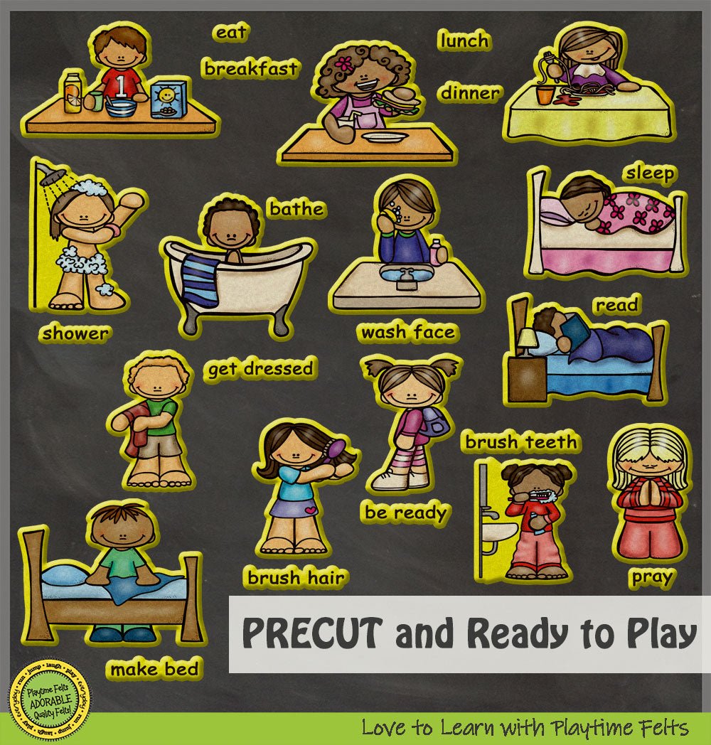 Daily Routines | Felt Board Story Set for Preschool - Felt Board Stories for Preschool Classroom Playtime Felts