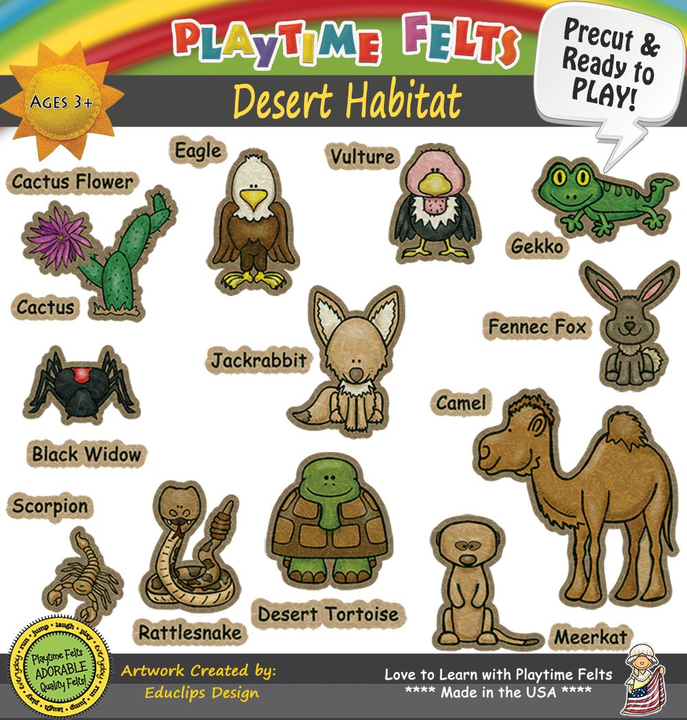 Desert Animals and Their Names | Felt Board Story Set for Preschool - Felt Board Stories for Preschool Classroom Playtime Felts