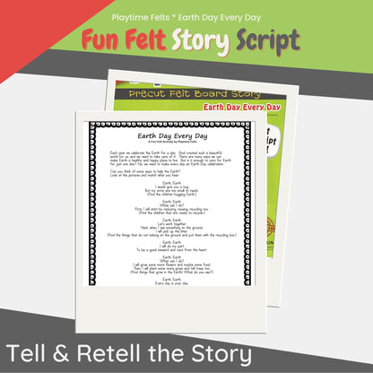 Earth Day Every Day Felt Board Story for Preschoolers - Felt Board Stories for Preschool Classroom Playtime Felts
