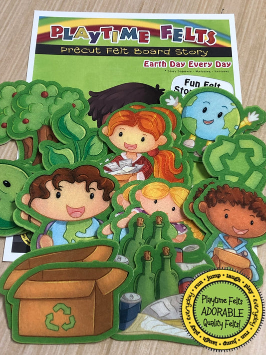 Earth Day Every Day Felt Board Story for Preschoolers - Felt Board Stories for Preschool Classroom Playtime Felts