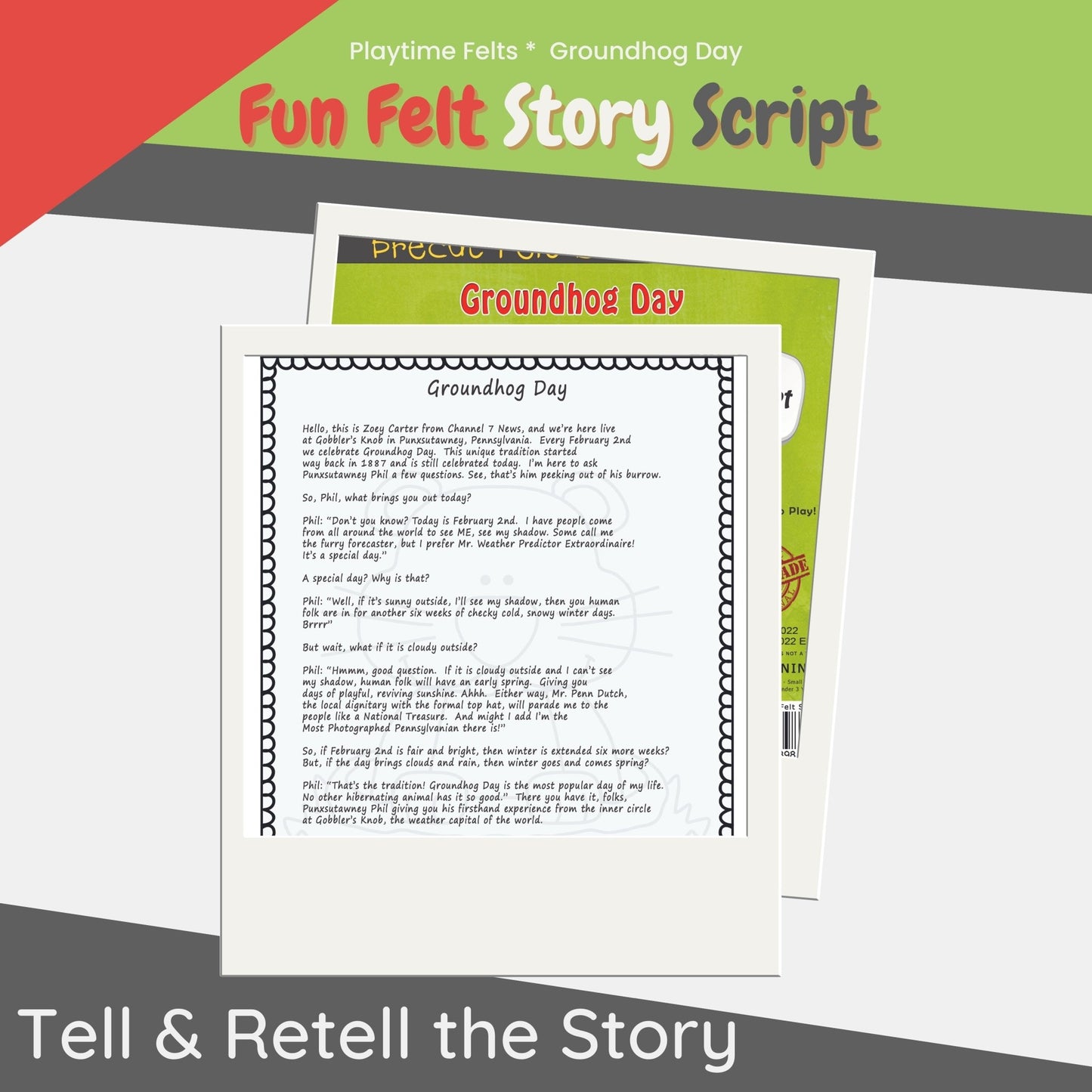 Groundhog Day | Felt Board Story Set for Preschool - Felt Board Stories for Preschool Classroom Playtime Felts
