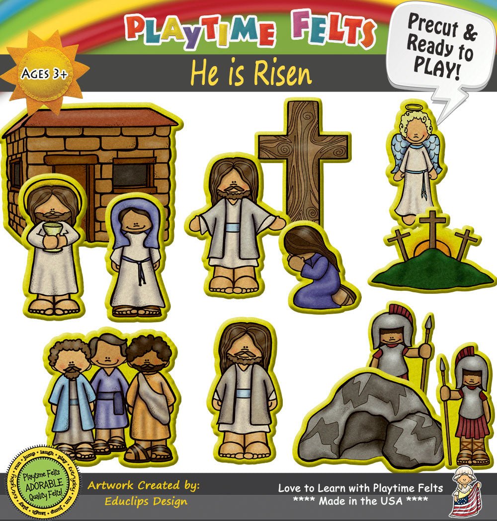 He is Risen | Felt Board Bible Stories for Preschool - Felt Board Stories for Preschool Classroom Playtime Felts