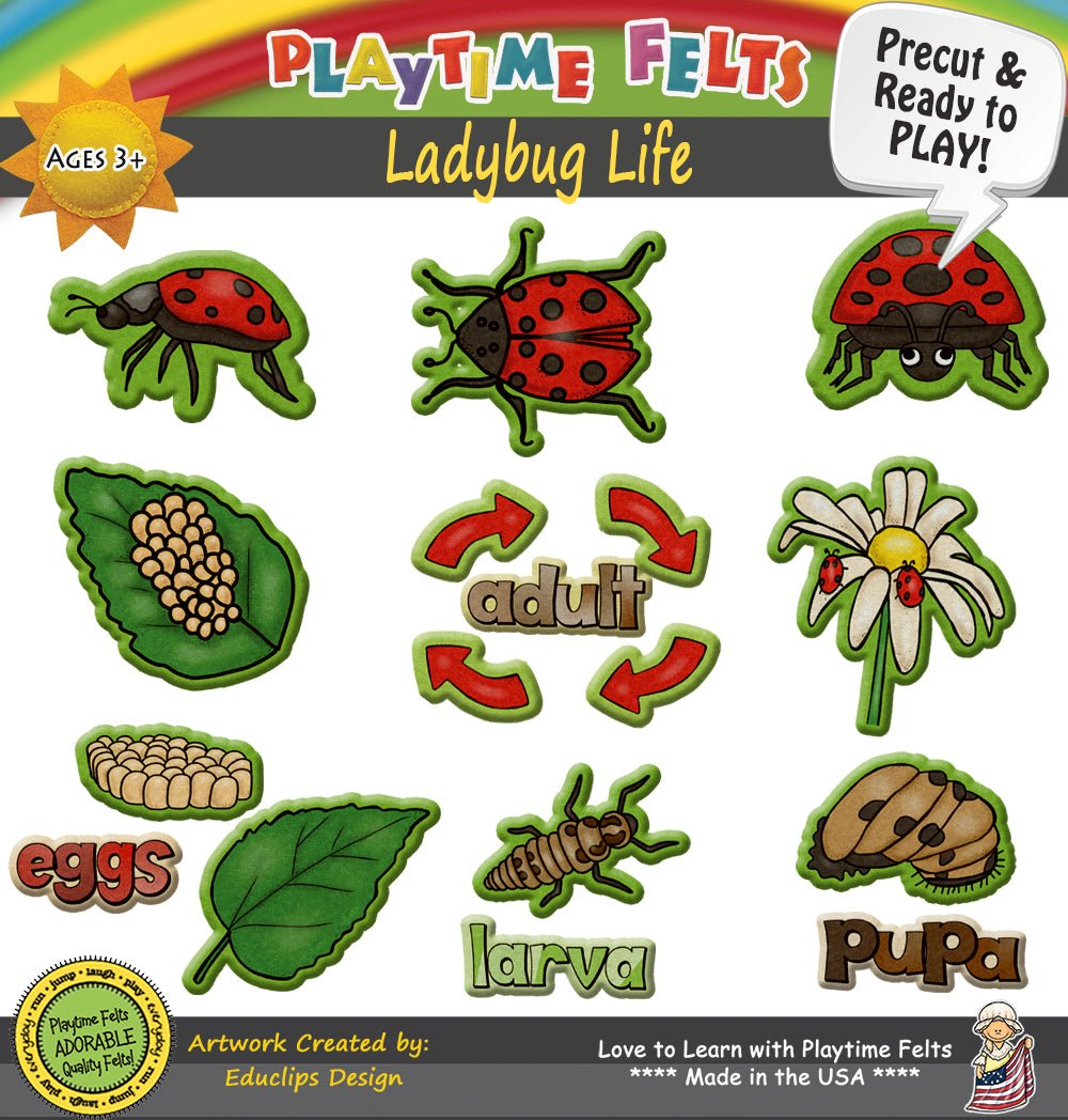 Ladybug Life Cycle | Felt Board Story Set for Preschool - Felt Board Stories for Preschool Classroom Playtime Felts