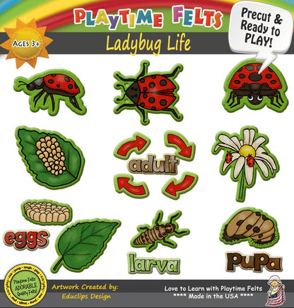 Ladybug Life Cycle | Felt Board Story Set for Preschool - Felt Board Stories for Preschool Classroom Playtime Felts