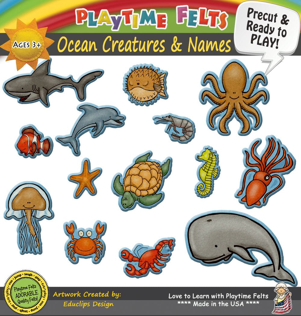 Ocean Animals & Their Names | Felt Board Story Set for Toddlers - Felt Board Stories for Home or Classroom. Free Shipping!