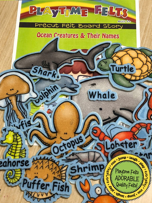 Ocean Animals and Their Names | Felt Board Story Set for Preschool - Felt Board Stories for Preschool Classroom Playtime Felts