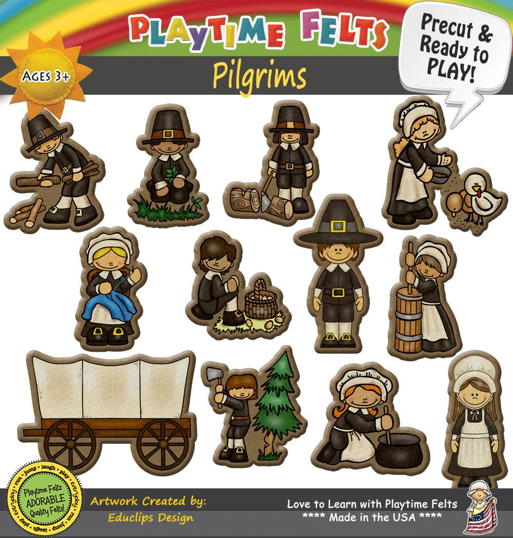 Pilgrim Chores 1621 | Felt Board Story Set for Preschool - Felt Board Stories for Preschool Classroom Playtime Felts