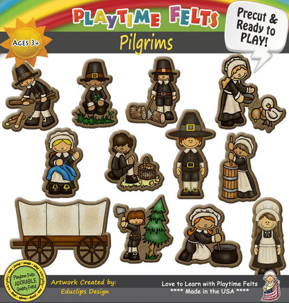 Pilgrim Chores 1621 | Felt Board Story Set for Preschool - Felt Board Stories for Preschool Classroom Playtime Felts