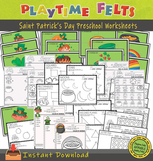 Saint Patrick's Day Preschool Worksheets INSTANT 📥 Download - Preschool Activity Sheets Playtime Felts