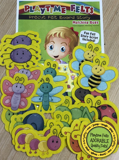 Spring Matching Bugs Felt Board Play Matching and Patterns - Felt Board Stories for Preschool Classroom Playtime Felts